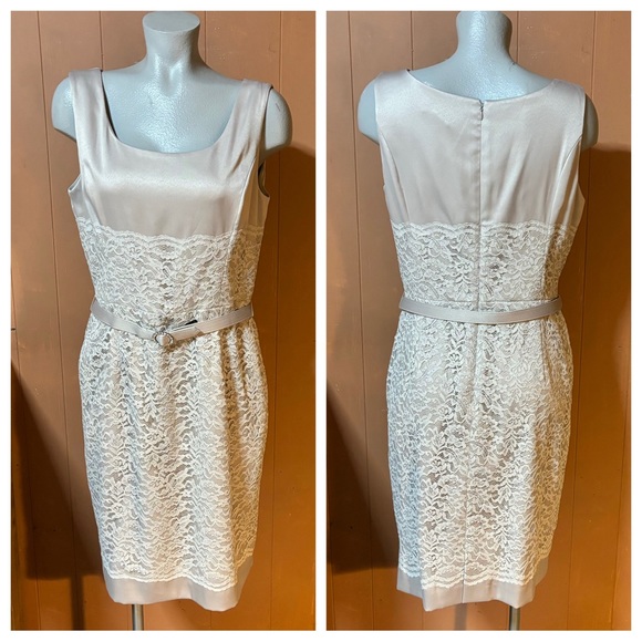NWT Jessica Howard Tan Metallic Lace Cocktail Dress 12 - Picture 6 of 12